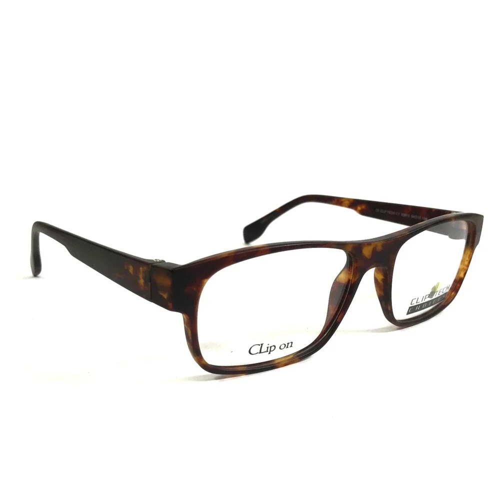 Clip Tech Eyeglasses Frames K3872 C1 Tortoise Brown Rectangle Full Rim 54-17-138